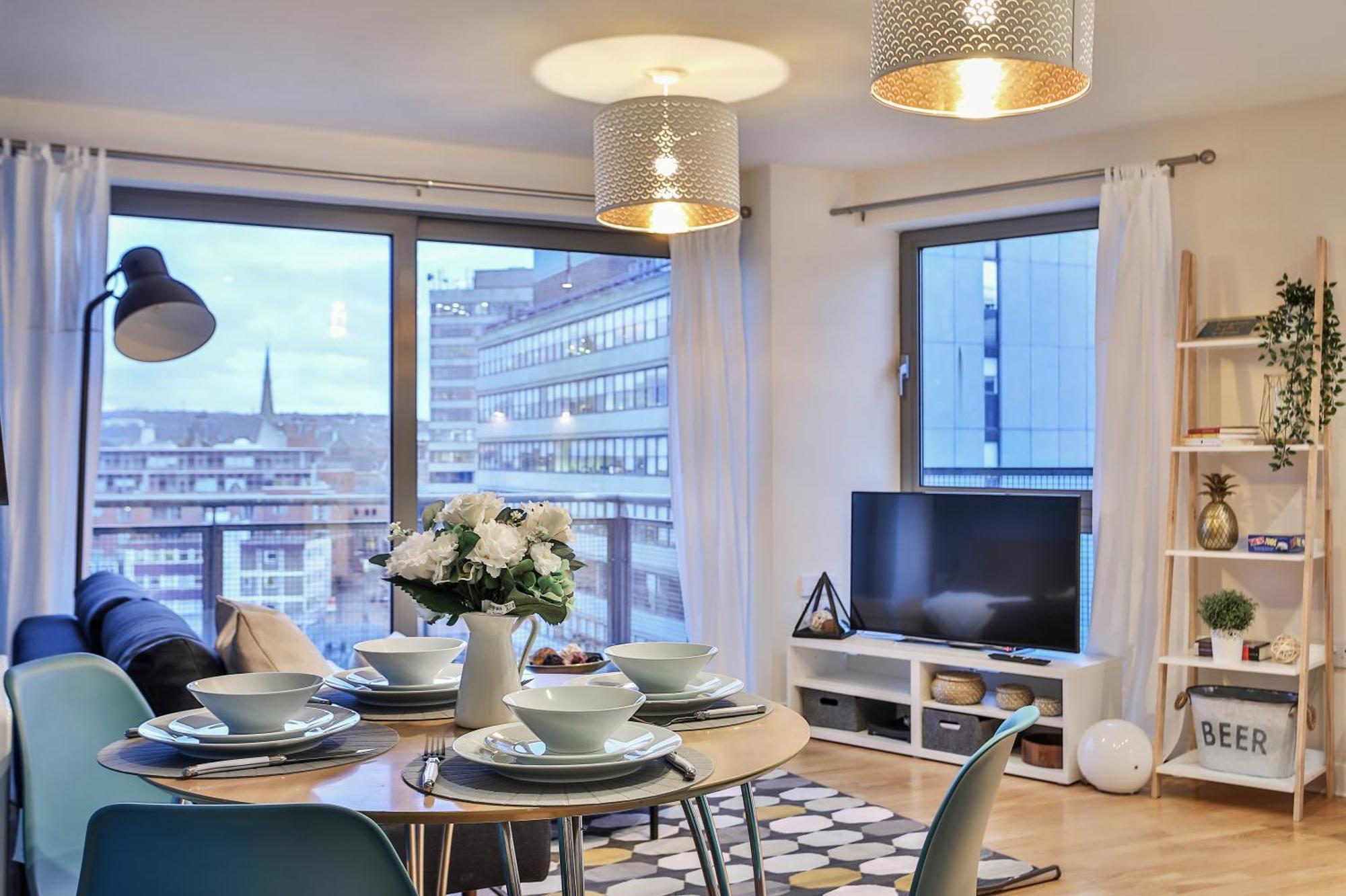 Skyview Apartment By Noknokstay - City Centre With Parking - Group, Family, Business Sheffield Dış mekan fotoğraf